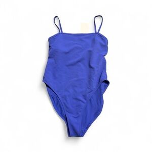 Wilo the Label Ribbed purple  Square Neck Thin Strap One Piece Swimsuit   S